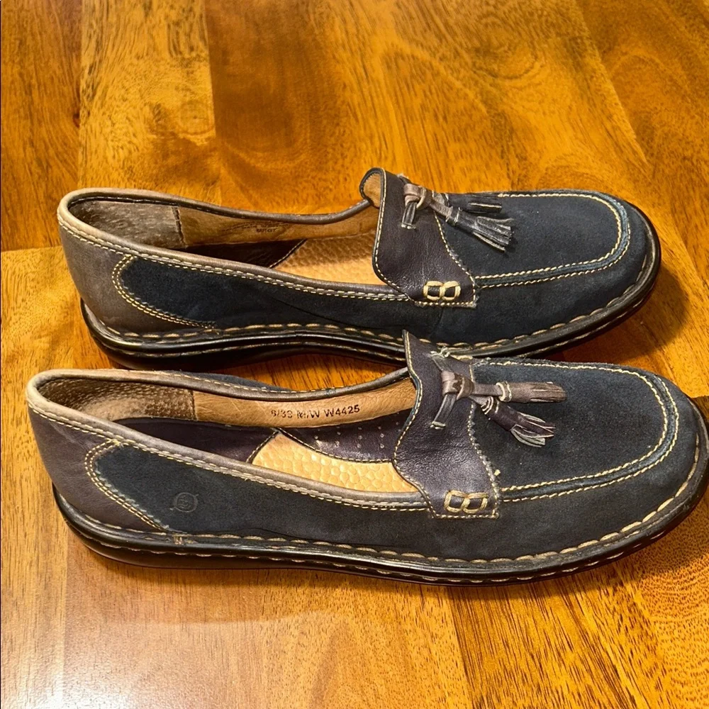 Born Dark Brown Leather Tassel Loafers 8/39 Women’s